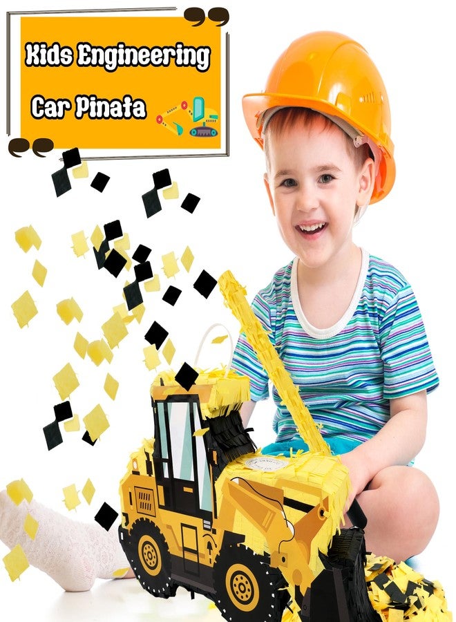 Drayear Construction Dump Truck Pinata with Pinata Bat Blindfold Confetti Construction Tractor Excavator Pinatas for Kids Birthday Construction Themed Party - Image 4